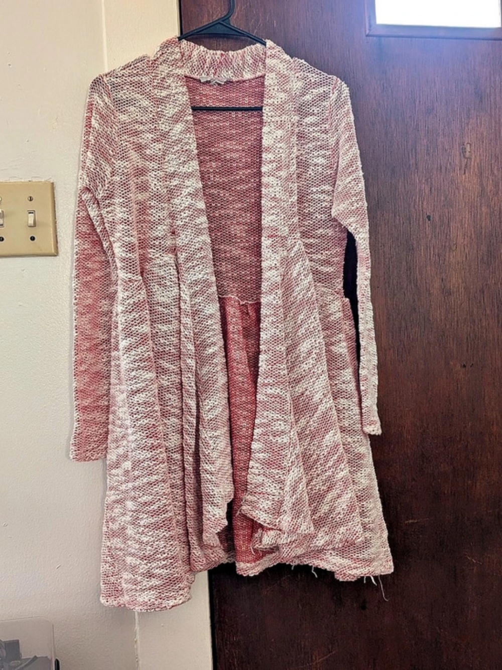 Pretty Young Thing Open-Front Cardigan in Pink & White